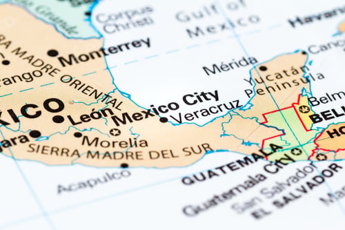 Preview: Close Up Of A World Map With The Capital Of Mexico In Focus, Mexico City