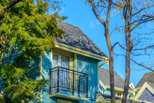 Aperçu: A Perfect Neighborhood. Houses In Suburb At Summer In The North America. Fragment Of A Luxury House