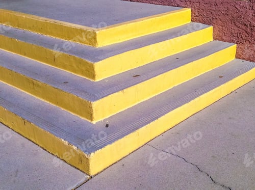 Preview: Detail Of A Corner Of Steps With A Yellow Border