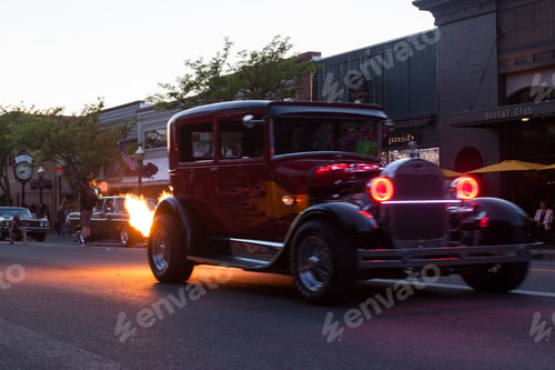 Preview: Coeur D' Alene, Idaho - June 15: Restored Classic Vehicles Cruising Downtown On Sherman Ave For The