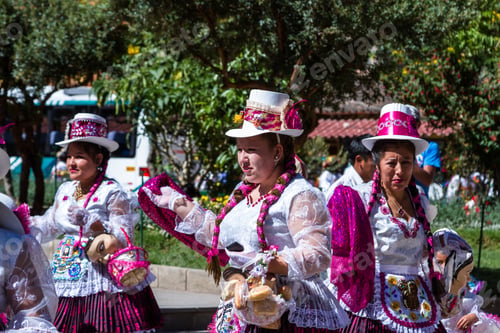 Preview: Ollantaytambo, Peru - May 16 : Religious Celebration For Fiestas De Pentecostes With People Wearing
