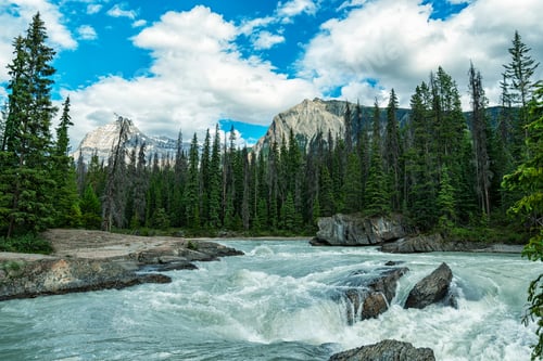 Preview: Amazing Natural Bridge Upper Section View With Blue Sky Background, Yoho National Park, Bc,Canada
