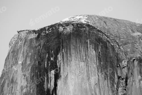 Preview: Half Dome With Snow In Black And White