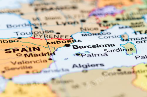 Preview: Close Up Of A World Map With Spain In Focus