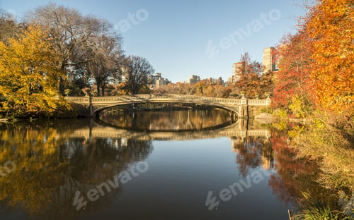 Preview: The Bow Bridge Is A Cast Iron Bridge Located In Central Park, New York City, Autumn In Early Morning
