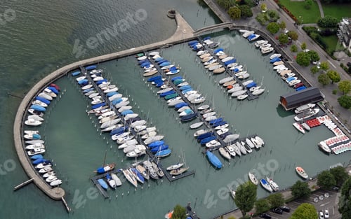 Preview: Aerial View Of Yacht Harbor In Arbon On Lake Constance, Switzerland