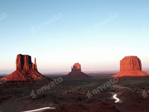 Preview: Monument Valley In Arizona Desert And The Red Rocks Of The Navajo National Monument Valley, Arizona.
