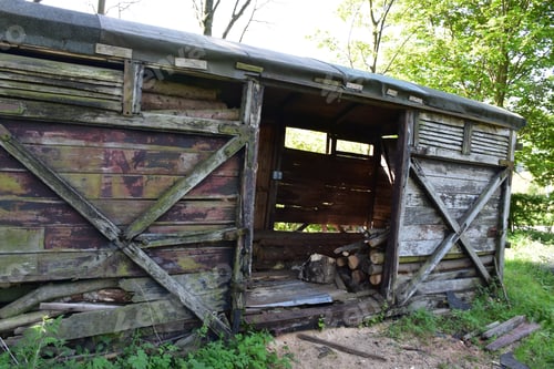 Preview: Old Rustic Wooden Storage Shed For Cut Wood.