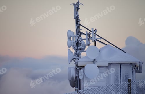 Preview: Close-Up Of A Snowy Antenna Station, In A Volcano