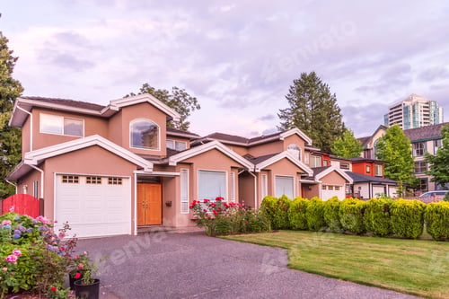 Preview: Houses In Suburb At Summer In The North America.