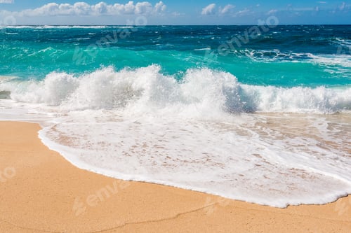 Preview: Beautiful Beach And Tropical Sea. Sand And Water Vacation Background.