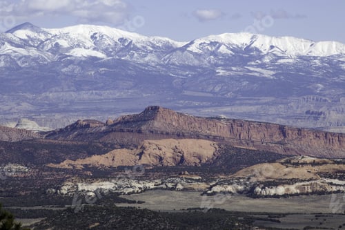 Preview: Landscape With Dry Desert And Mountain And Sky Above, For Background Or Texture