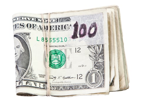 Preview: One Dollar Bills With Tape And One Hundred Written On Them In Black