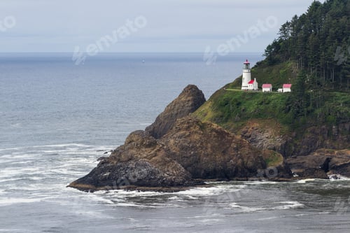 Preview: Heceta Head Lighthouse On A Cloudy Afternoon Typical Of The Oregon Coast