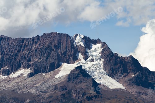 Preview: Close Up Of A Large Mountain In The Peruvian Andes With Snow Pack