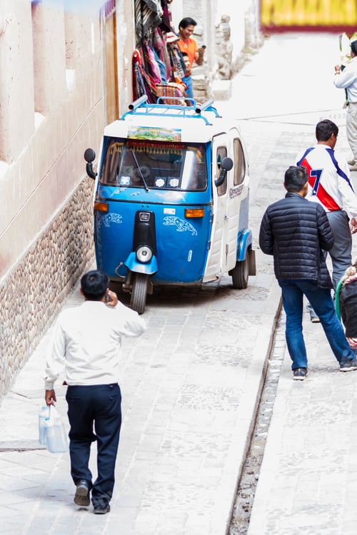 Preview: Pisac, Peru - May 15: Mototaxi A Small Compact Vehicle Making Its Way Thru The Pisac Market. May 15