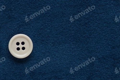 Preview: Clothes Sewing Button On A Blue Fabric Swatch Background