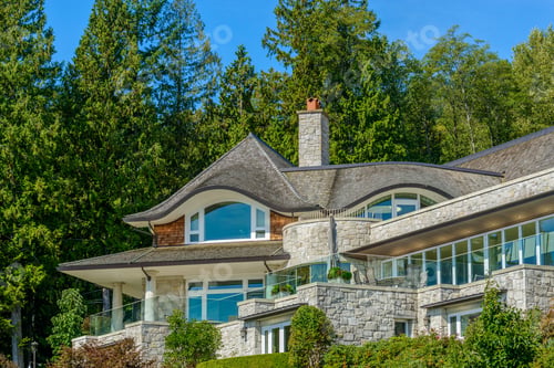 Preview: A Perfect Neighborhood. Houses In Suburb At Summer In The North America. Top Of A Luxury House With