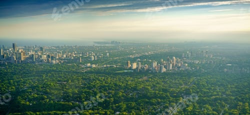 Preview: Panoramic And High Angle View Of City, Toronto, Ontario, Canada. Aerial Picture From Ontario Canada