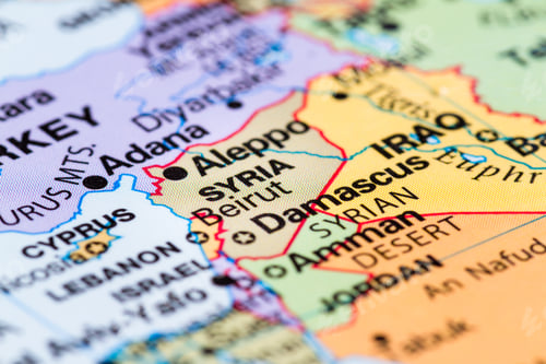 Preview: Close Up Of A World Map With Focus In Syria