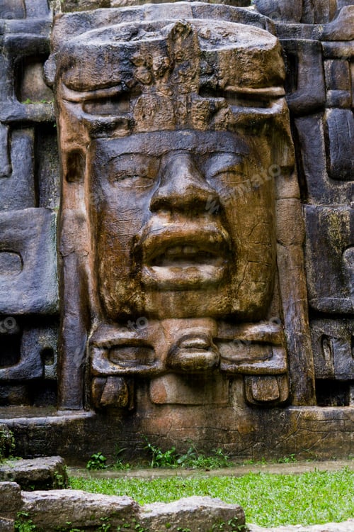 Preview: Close Up Of A Large Rock Face On The Mask Temple In Lamanai Belize