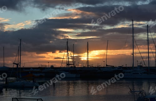 Preview: Gorgeous Sunrise With Boats Silhouetted On Sao Miguel In The Azores.