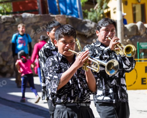 Preview: Ollantaytambo, Peru - May 16 : Religious Celebration For Fiestas De Pentecostes With Musicians