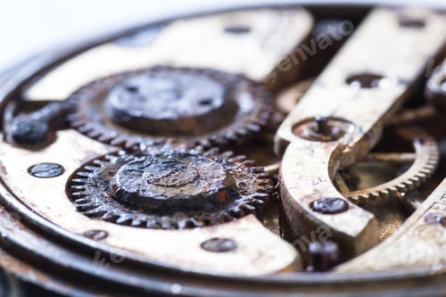 Preview: Close Up Of An Old Pocket Watch With Rusty Gears As A Concept
