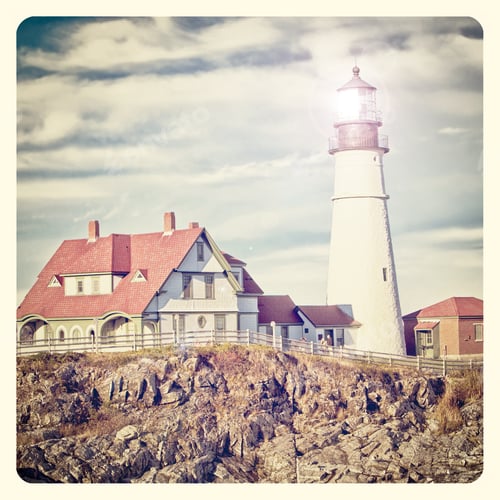Preview: Portland Head Lighthouse In Maine Early Morning With Instagram Effect Filter