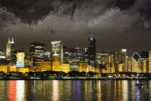 Preview: Night View At Downtown Chicago And Lake Michigan