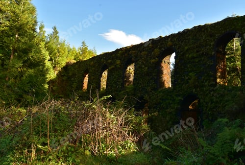 Preview: Scenic Look At An Old Aqueduct Covered In Moss In The Countryside.