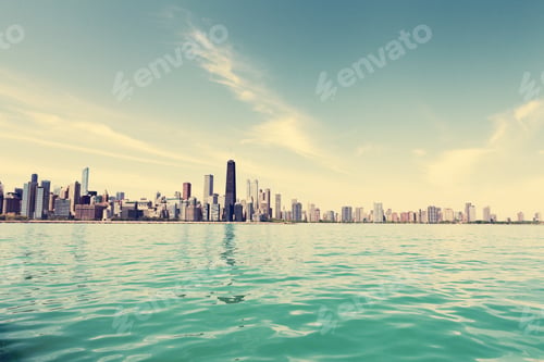 Preview: Chicago Skyline With Blue Clear Sky