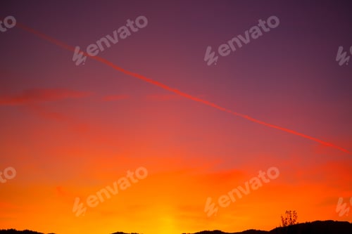 Preview: Lovely Sunset Outdoors With An Orange Sky