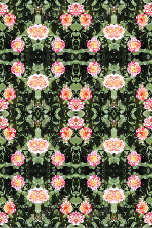Preview: Abstract Of A Rose Bush With Bright Pink And White Swirl Flowers 9827