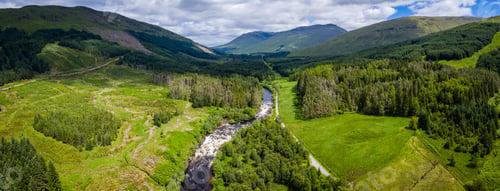 Preview: Long Exposure Shot Of The Waterfalls In Glen Orchy Near Bridge Of Orchy In The Argyll Region Of The