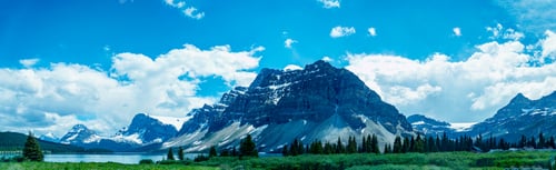 Preview: Banff National Park - Fresh And Wonderful Panorama View Of Bow Lake In Banff National Park.