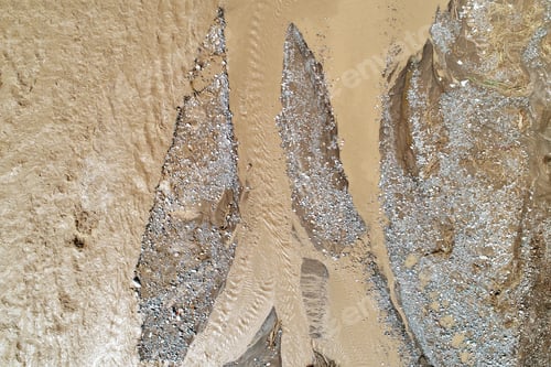 Preview: Aerial Image Made With Drone Of Cieneguilla, Lima Peru. Lurin River Crossing The Town.