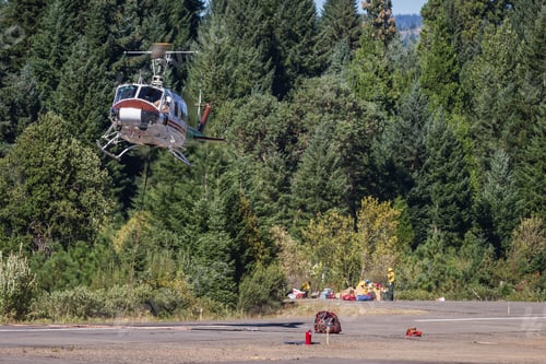 Preview: Prospect State Airport, Oregon - September 9 : Helicopters On The Runway Ready To Fight The 790