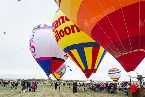 Preview: Albuquerque New Mexico - October 8 : Hot Air Balloons Lifting Off In With Families And Crews