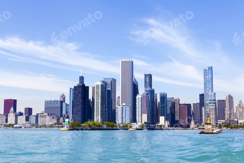 Preview: Chicago Skyline With Blue Clear Sky