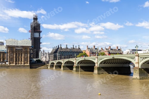 Preview: London - September 05 2019: View From Across The River Thames With Big Ben Surrounded By