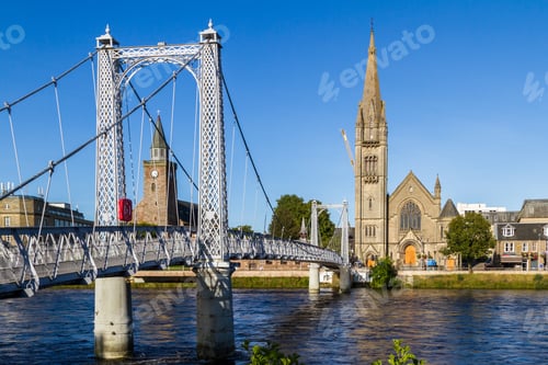 Preview: Scotland - September 07 2019: View Of The Free North Church Of Scotland Across The River Ness In