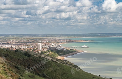 Preview: Panoramic Overview Of The Seaside Town Of Eastbourne From The Downs Leading To Beachy Head
