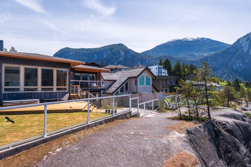 Preview: Beautiful Exterior Of Newly Built Luxury Home. Yard With Walkway Lead To Front Entrance.