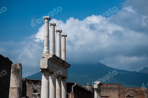 Preview: Main Forum Columns -- Ruins Of Ancient City Of Pompeii, Destroyed By Catastrophic Volcano Eruption