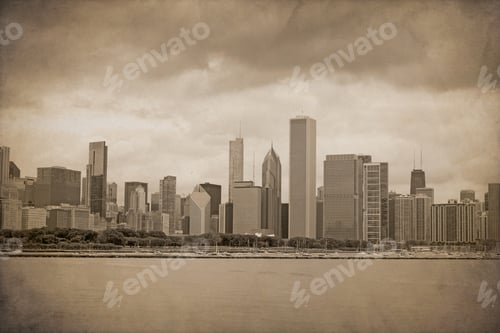 Preview: Vintage Chicago Design (With Dust And Scratches Texture Effect)