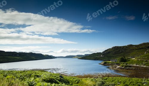 Preview: View Over A Sea Loch In The North West Sutherland Region Of Scotland With Ferns In The Foreground