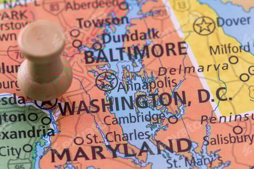 Preview: Close Up Of A Map With Washington D.C In Focus For A Travel Concept