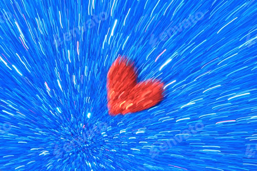 Preview: Blue And Red Heart Background - Abstract Art, Color And Texture - Focus On The Heart, And Love Will