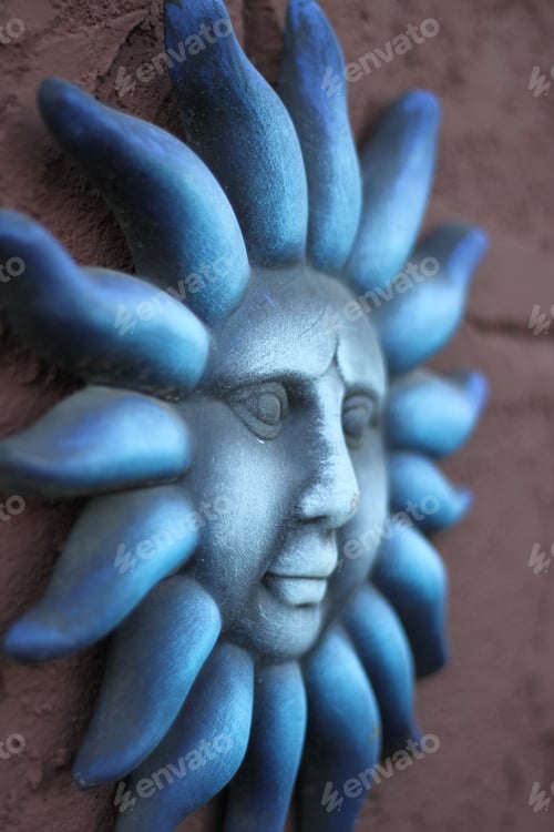 Preview: Ceramic Big Blue Sun On Wall 6097